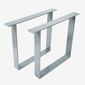 Tisch Fußgestell aus abgestrahltem Stahl. Ein Paar, zwei Rahmen, aus Flachstahl mit Schraubenlöchern